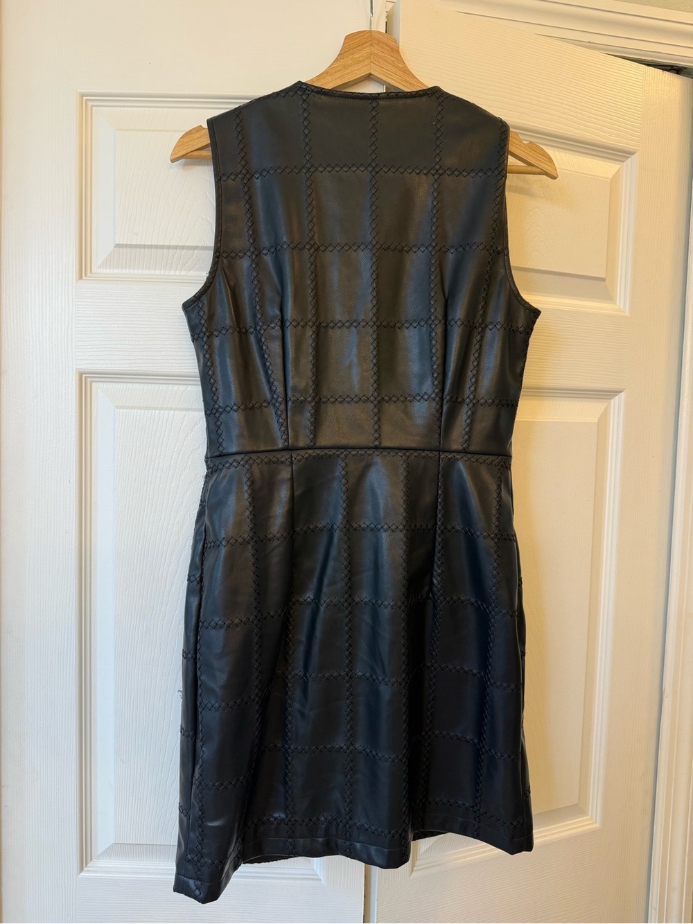 Avec Les Filles Seamed Faux Leather Minidress in Black - Picture 6 of 7